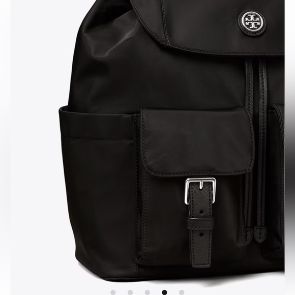 TORY BURCH RIPSTOP NYLON FLAP BACKPACK BLACK - Picture 4 of 12